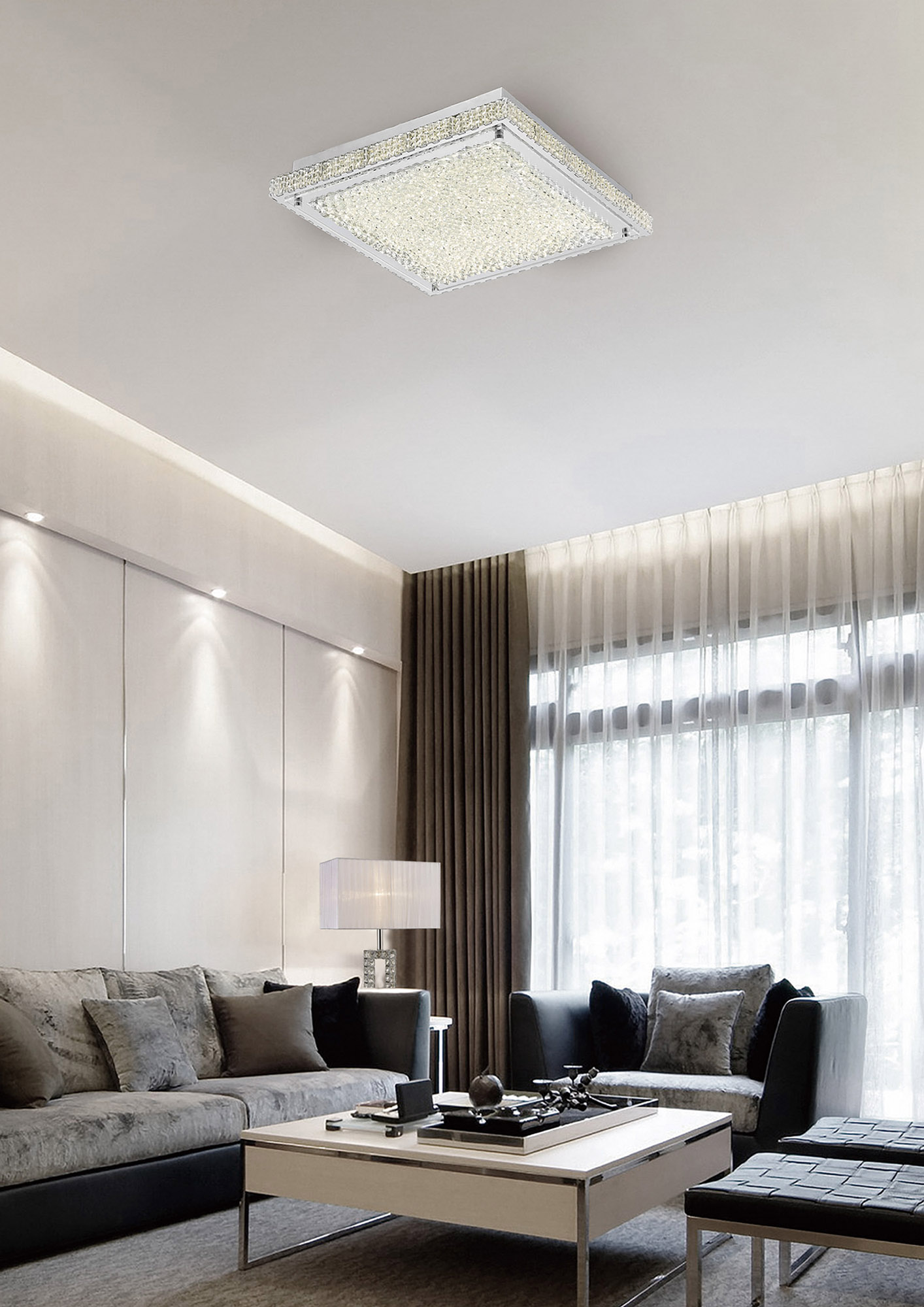 Amelia Crystal Ceiling Lights Diyas Linear Crystal Fittings